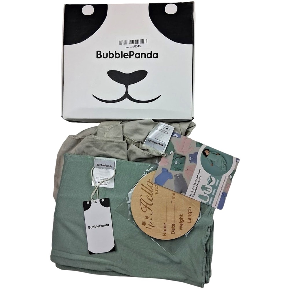 Bubble‎ Panda Bamboo Baby Swaddle Blankets Green Tan Rayon Soft Silky Unisex NEW